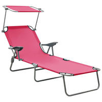 SONNENLIEGE mit Sonnendach Stahl Rosa - Pink, Textil (71.5/108.5/188cm) - furnicato