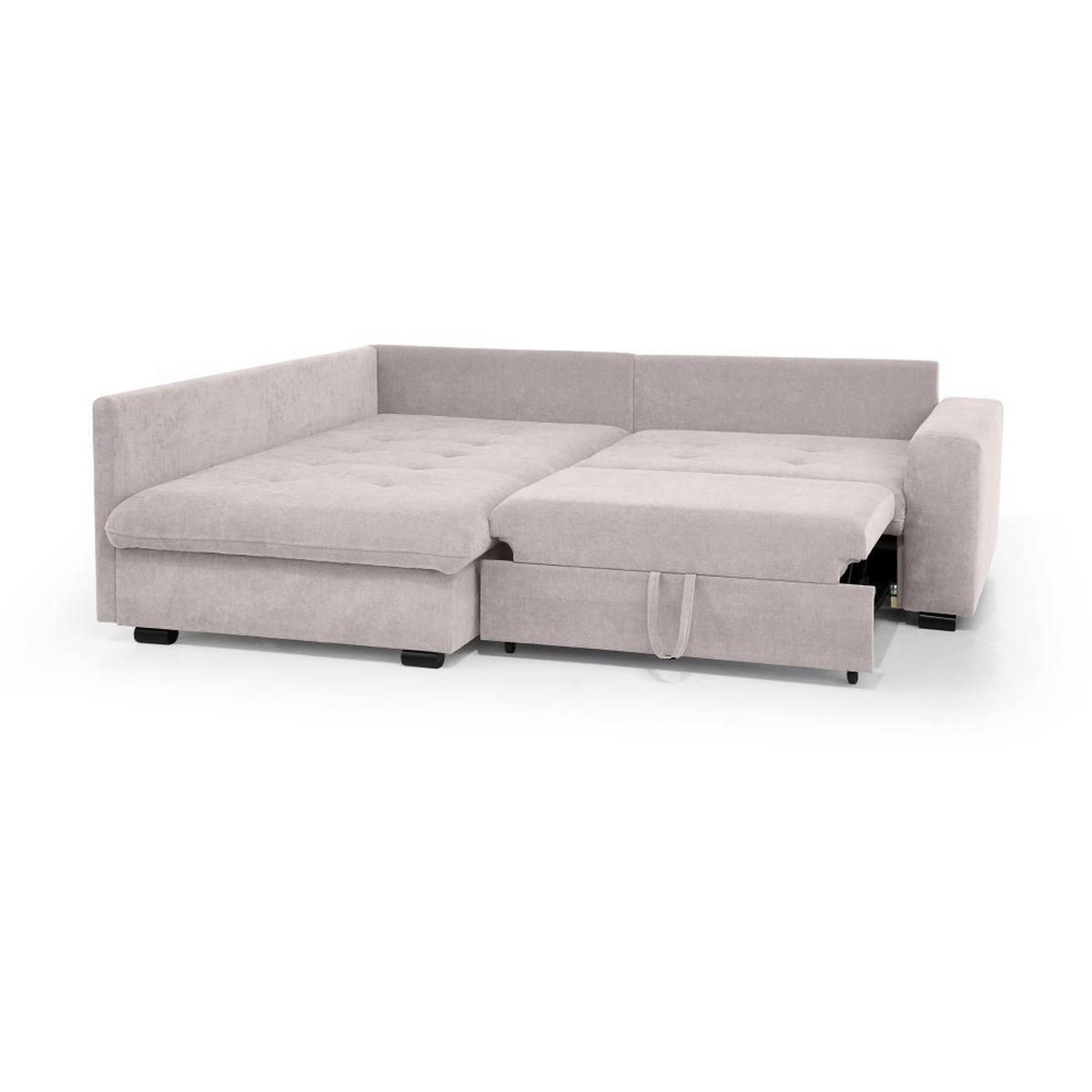 ECKSCHLAFSOFA Ramo mit Bettkasten, Topper gratis, Cappuccino, links - Schwarz/Cappuccino, Textil (229/190cm) - Beautysofa