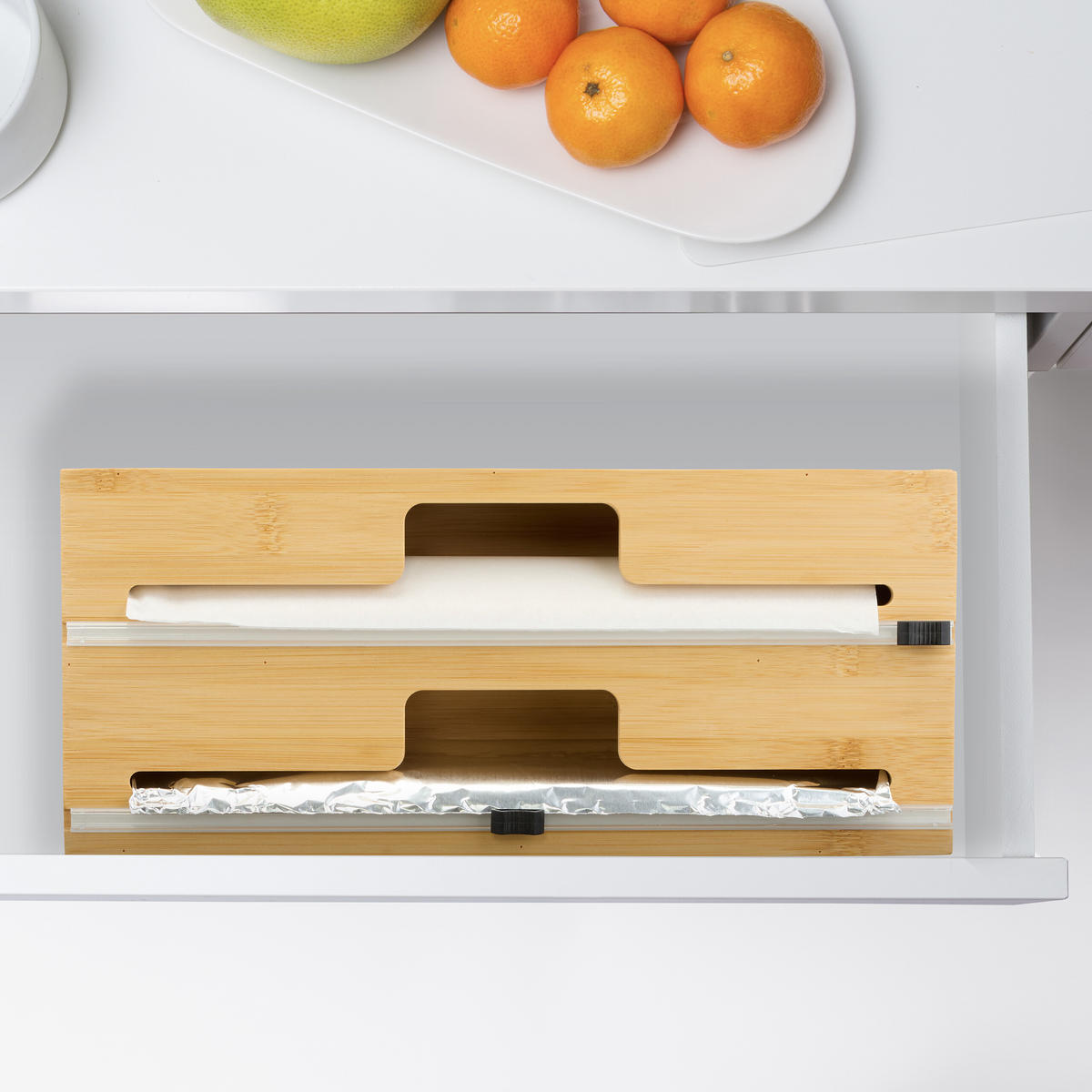 FOLIENSPENDER - Hellbraun, Holz/Kunststoff (33.5/14.5/8cm) - Relaxdays