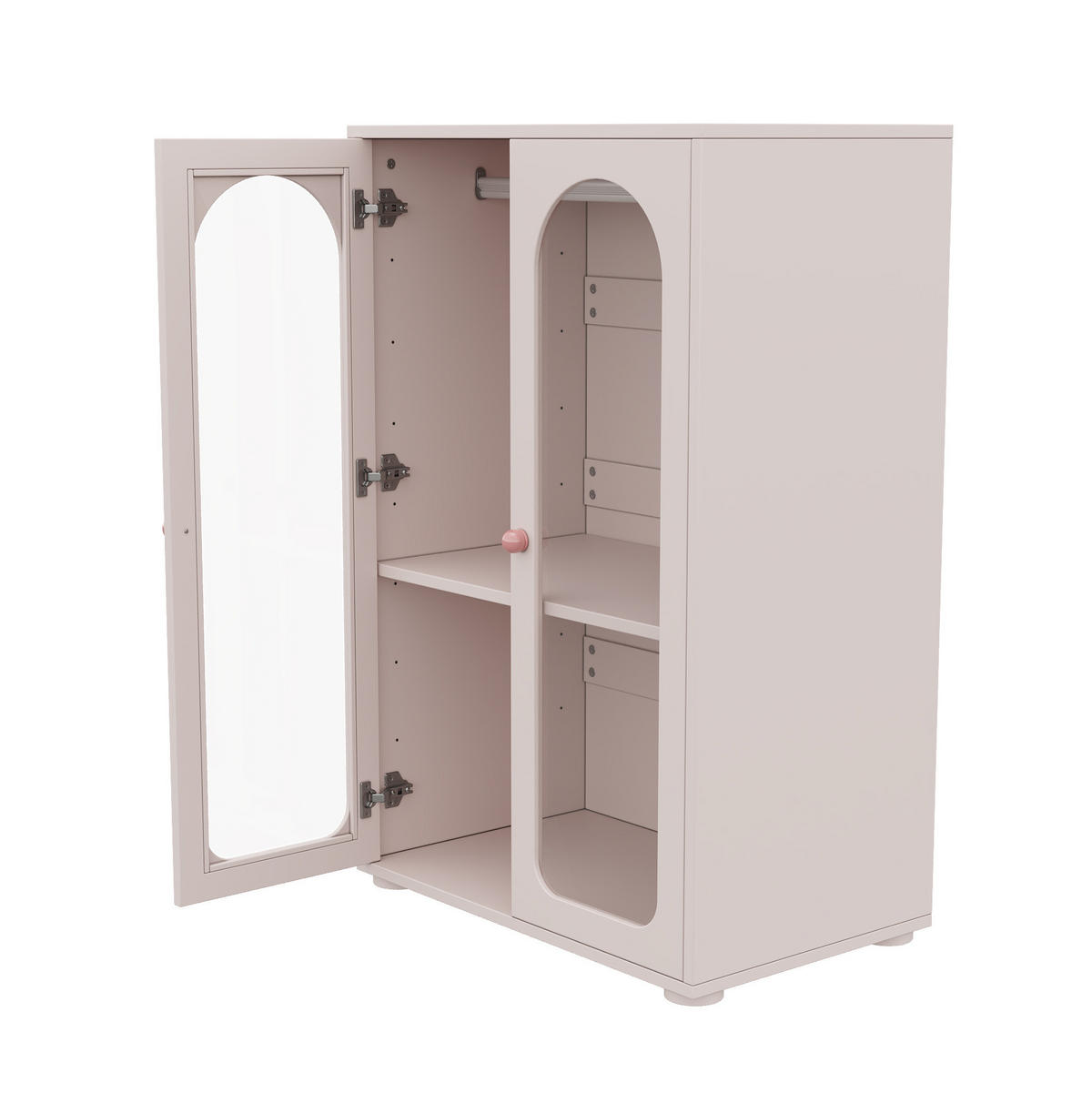KLEIDERSCHRANK aus MDF und Acryl 80x50x120 cm Babyrosa mit verstellbaren Einlegeböden, Kleiderstange und transparenten Türen - Pink, Holzwerkstoff (80/120/50cm) - Modfu