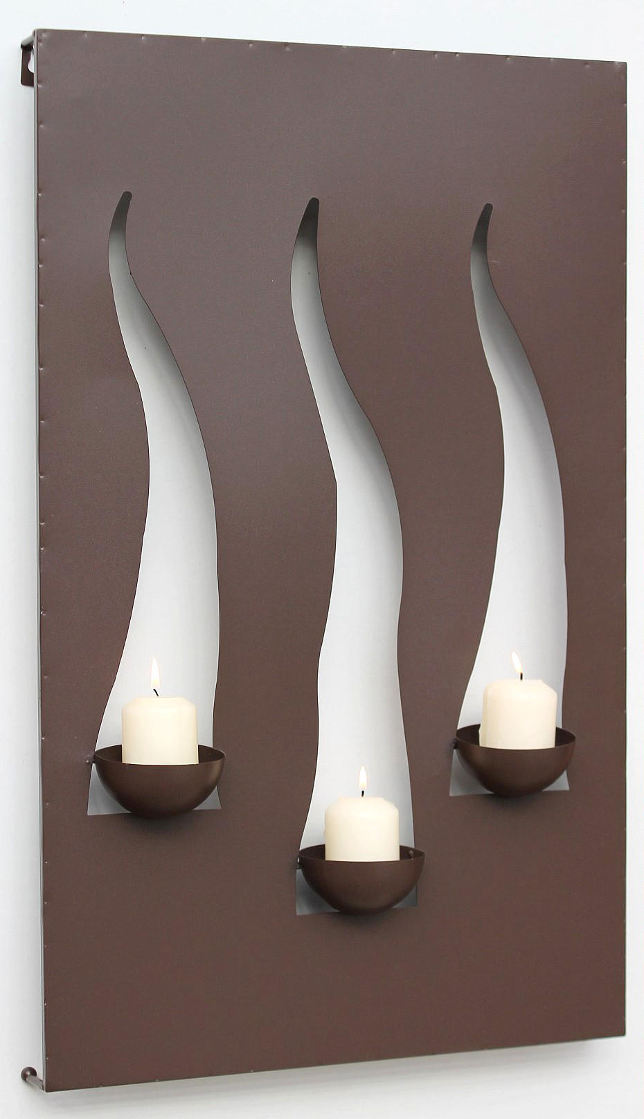 WANDLEUCHTER Flamme für 3 Kerzen Wandkerzenhalter aus Metall - Braun, Metall (40/65/10cm) - DanDiBo