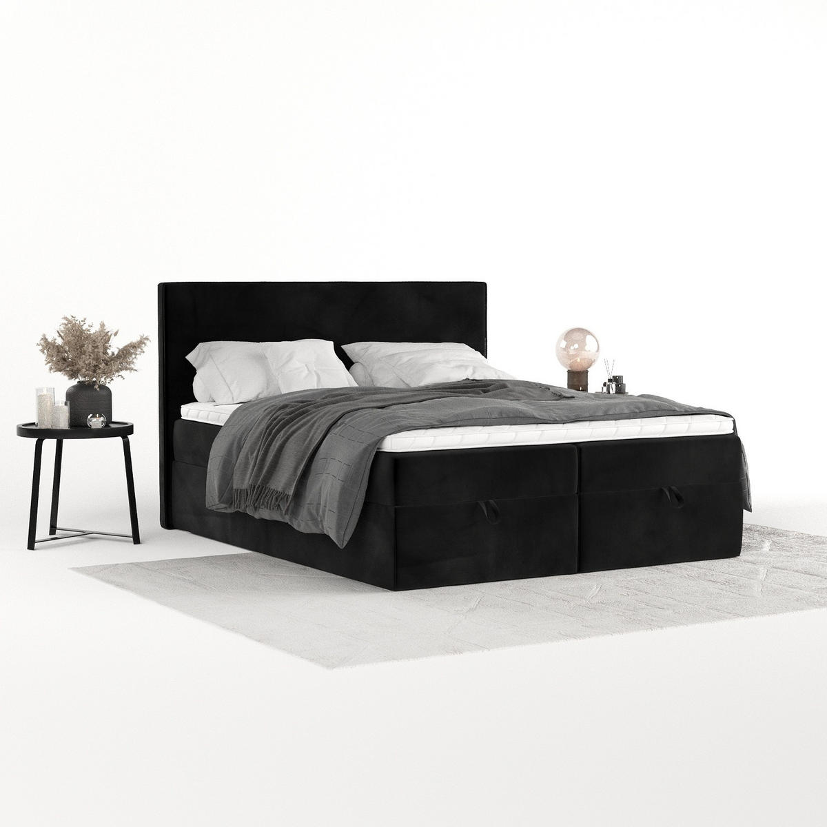 BOXBETT Velma 200/200 cm Schwarz im Kronos Stoff - Schwarz, Holz/Holzwerkstoff (200/200cm) - AltaBeds