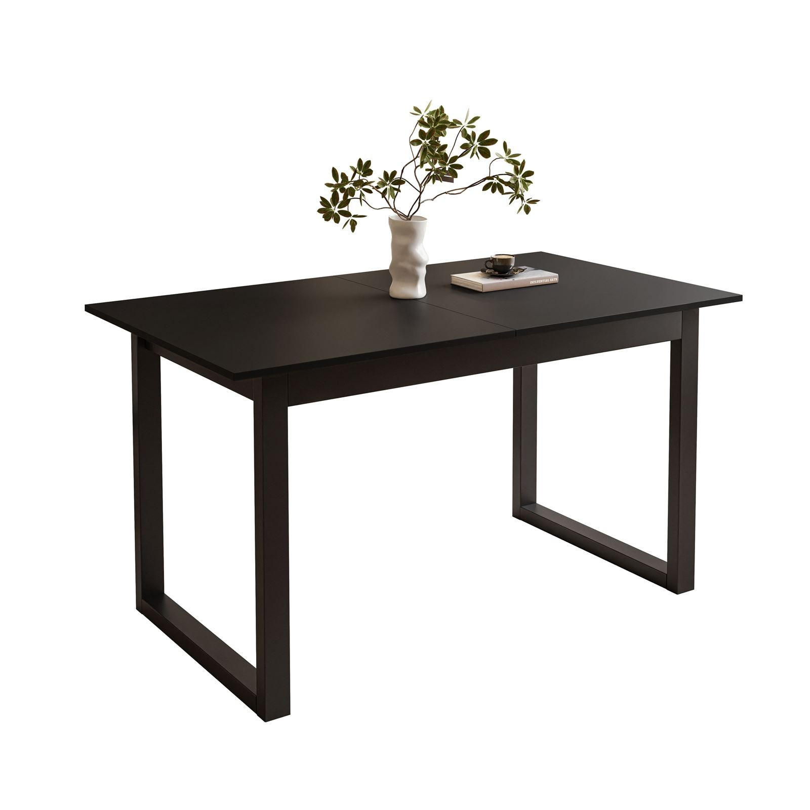 ESSTISCH ARTON II ausziehbarer Tisch 140-195 cm für 6-8 Personen - Schwarz, Holzwerkstoff/Metall (140/80/77cm) - Lookway