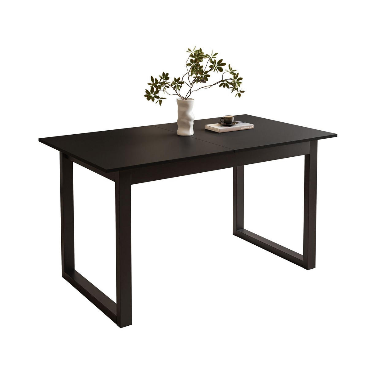 ESSTISCH ARTON II ausziehbarer Tisch 140-195 cm für 6-8 Personen - Schwarz, Holzwerkstoff/Metall (140/80/77cm) - Lookway