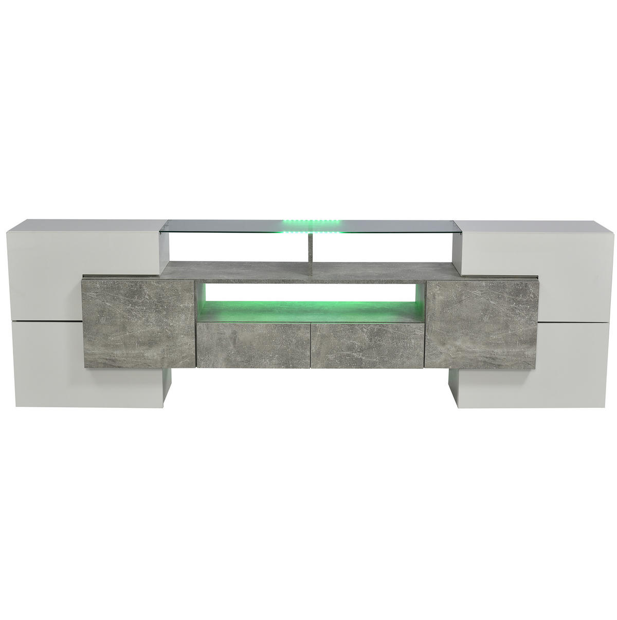 TV-SCHRANK mit LED-Beleuchtung 200 cm MDF Grau - Grau, Holzwerkstoff (30/60/200cm) - Beauniv