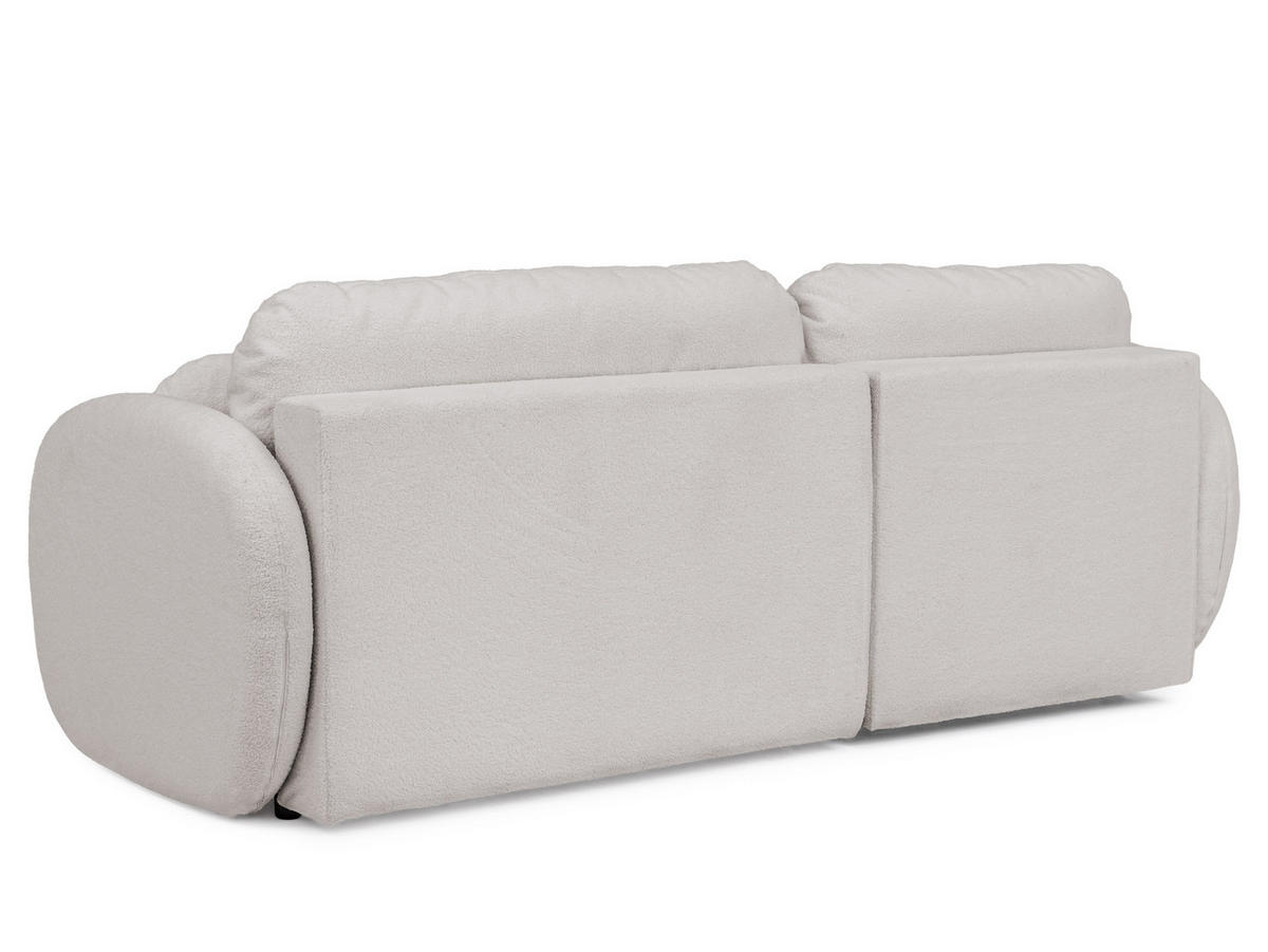 ECKSOFA Candy mit Schlaffunktion Hellgrau Bouclé-Stoff - Ottomane links - Hellgrau/Schwarz, Holz/Kunststoff (230/146cm) - S-Style Möbel