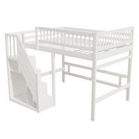 HOCHBETT 140/200 cm DE-01619, in Weiß, mit Aufbewahrungstreppe - Weiß, Holz (140/200cm) - ComfortXL