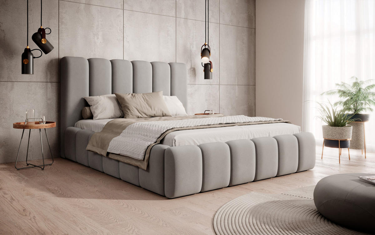 POLSTERBETT Doppelbett Ardal 160x200 cm, Hellgrau - Beige, Textil (160/200cm) - Fedve