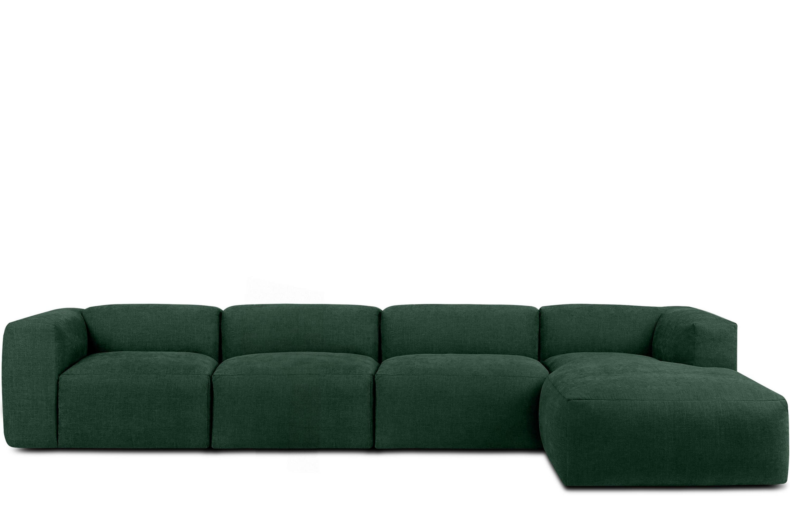 ECKMODULSOFA-RECHTS BUFFO 6-Sitzer mit extrem weicher Sitzfläche, Gewebestoff, marine - Blau/Grün, Textil (377/180cm) - KONSIMO®