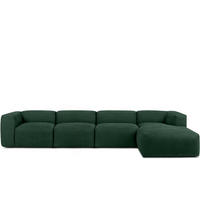 ECKMODULSOFA-RECHTS BUFFO 6-Sitzer mit extrem weicher Sitzfläche, Gewebestoff, marine - Blau/Grün, Textil (377/180cm) - KONSIMO®