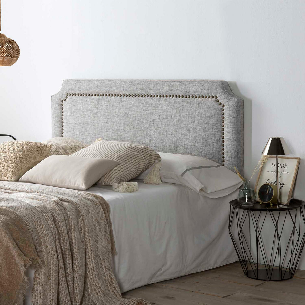 KOPFTEIL 160x60 cm Leonor Grau - Grau, Textil (8/60/160cm) - VS Venta-stock