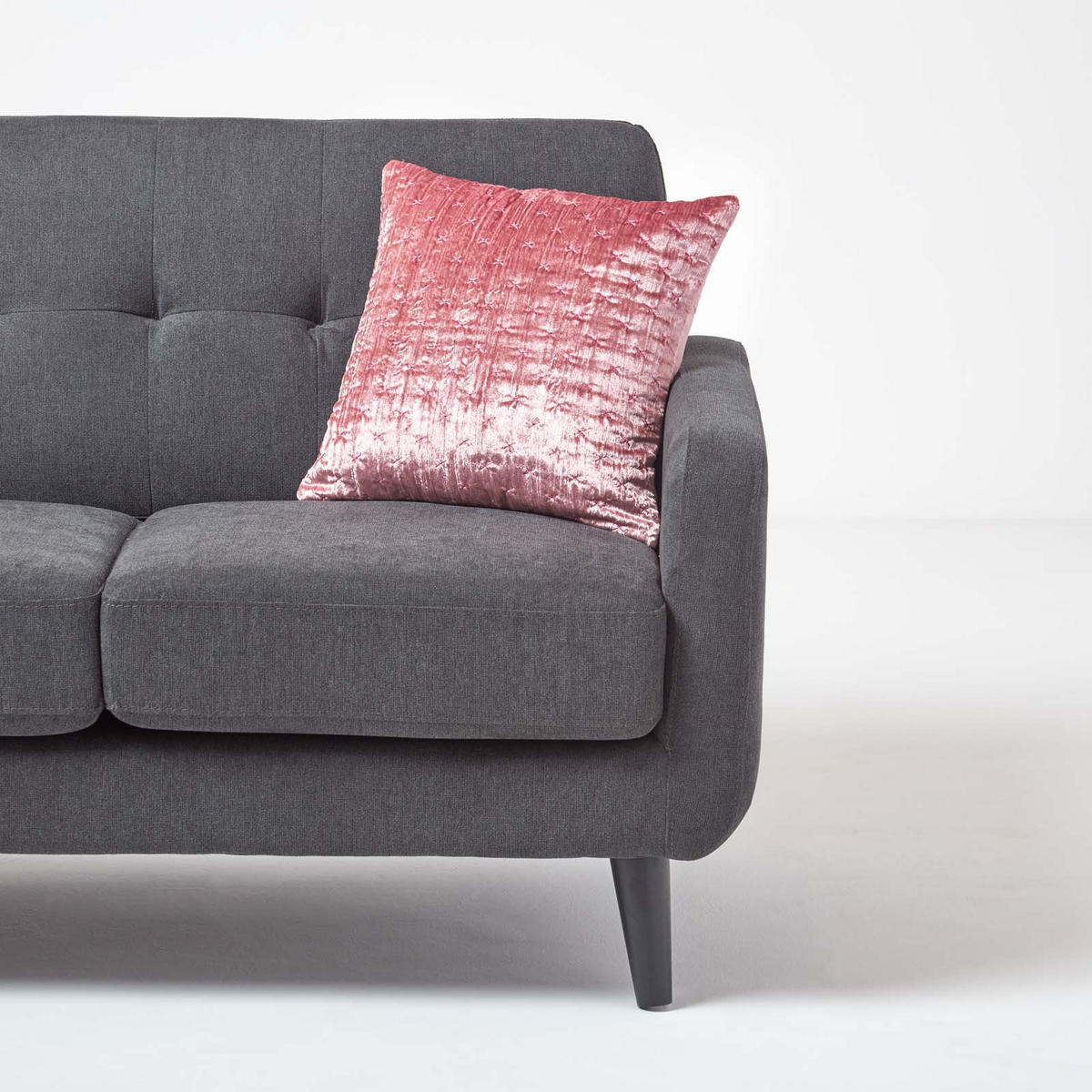 KISSENHÜLLE Pannesamt bestickt 55/55 cm - Altrosa, Textil (55/55cm) - Homescapes