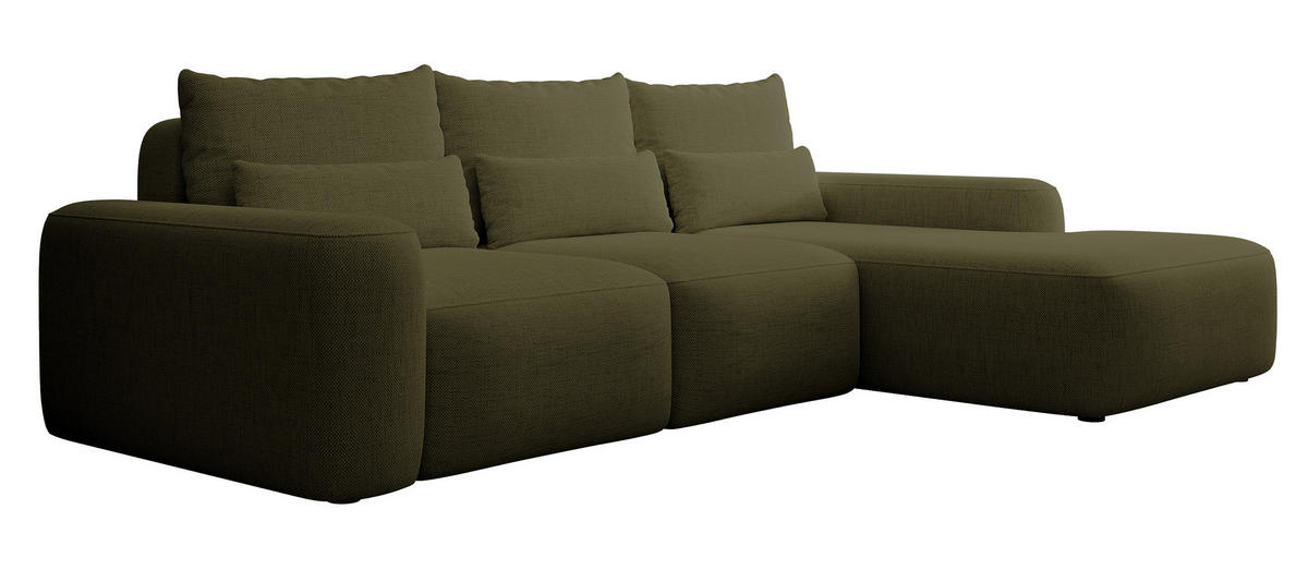 ECKSOFA Carnos Chenille-Bezug in Olivgrün - Olivgrün, Textil (264/162cm) - Selsey
