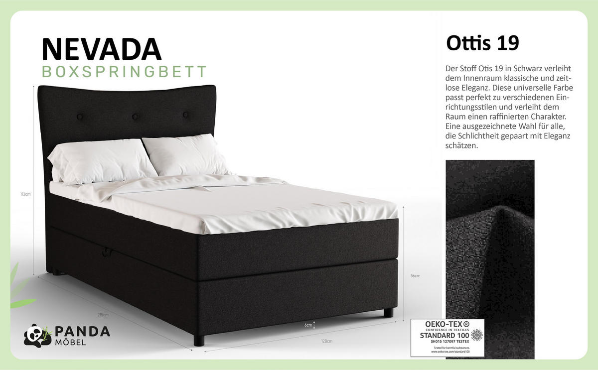 BOXBETT Nevada 120x200 cm Polsterbett mit hochwertiger Bonell-Matratze und Topper - Anthrazit - Dunkelgrau, Holz (120/200cm) - Panda Möbel