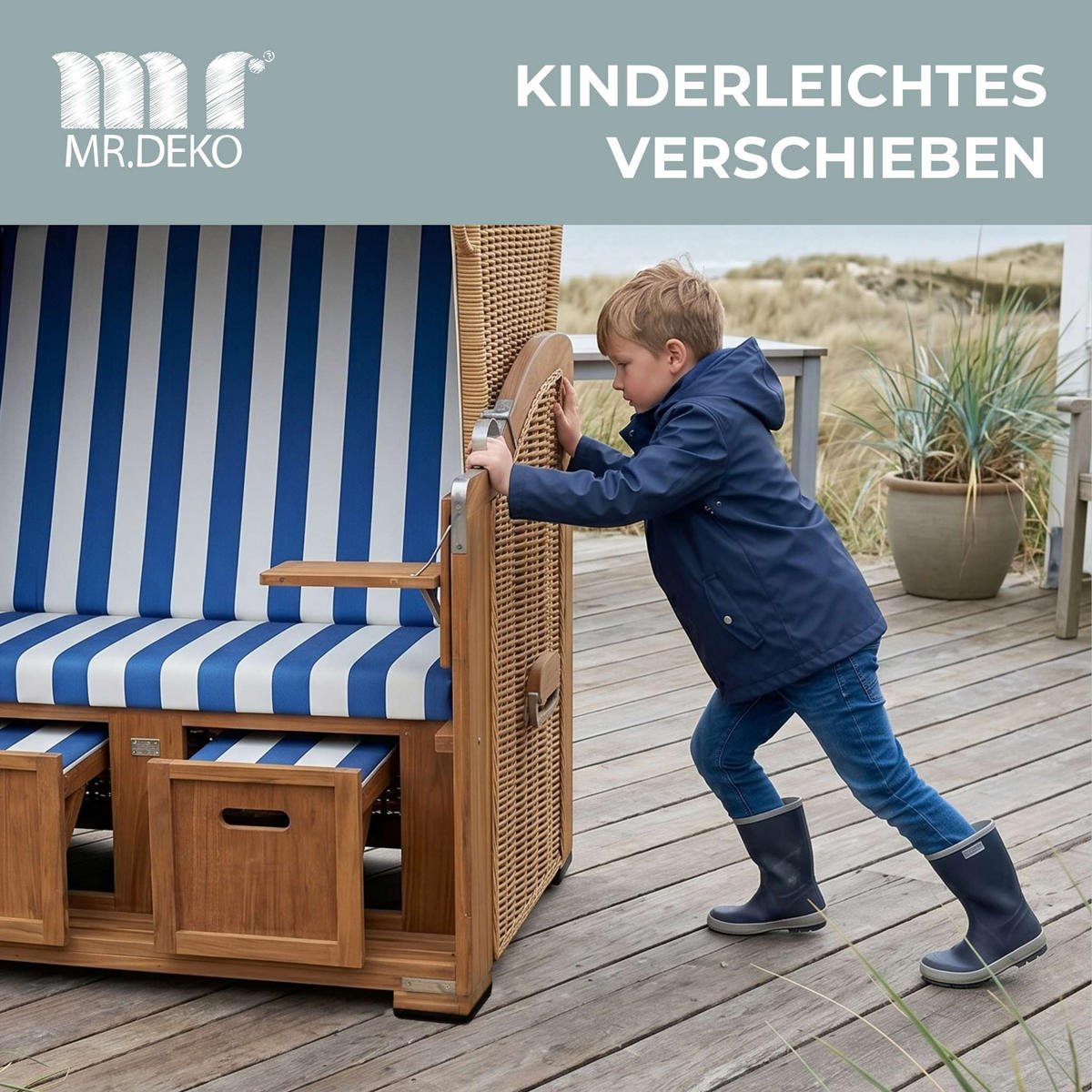 GLEITER PE 4er Set für Strandkorb - Schwarz/Braun, Kunststoff (5/2/7cm) - Mr. Deko