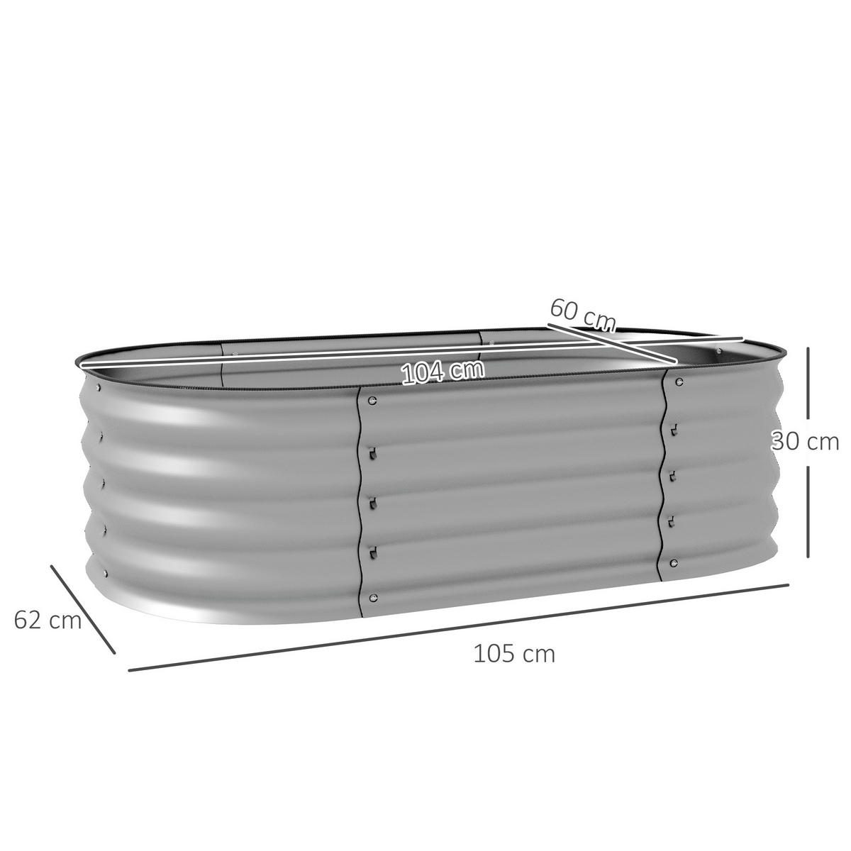 PFLANZENBEET, Kräuterbeet für Garten, Balkon, Silber, 105 x 62 x 30 cm - Silberfarben, Metall (62/30/105cm) - Outsunny