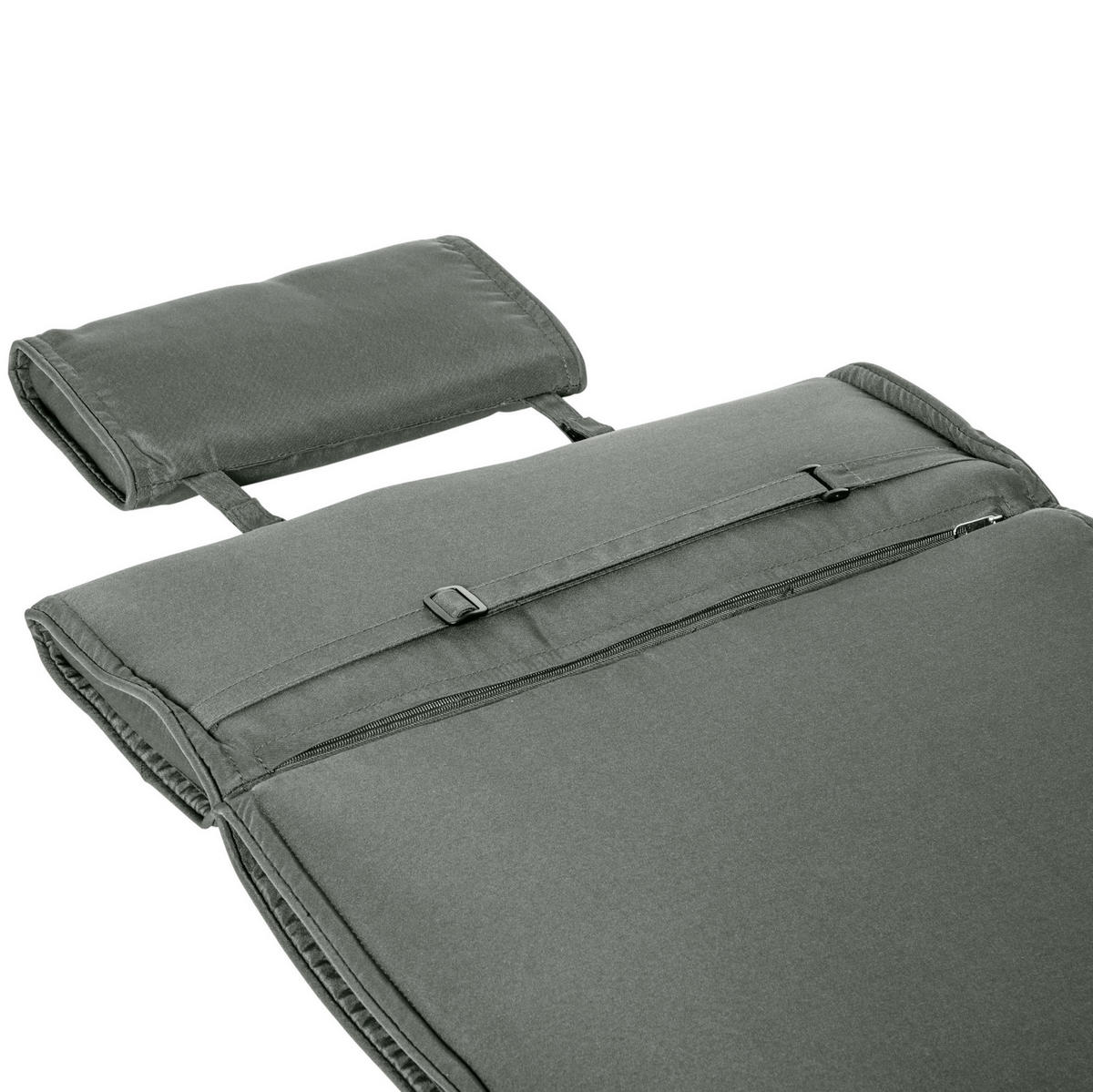 LIEGENAUFLAGE aus Polyester 198x53x5 cm Grau mit abnehmbarem Bezug - Grau, Textil (53/5/198cm) - Modfu