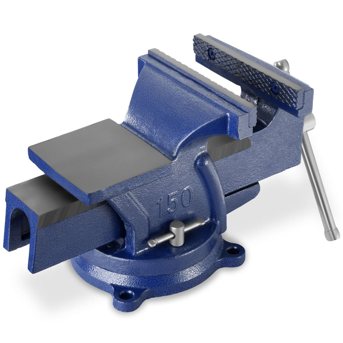 SCHRAUBSTOCK , 3 Anschraublöcher, blau - Blau, Metall (33/15/17cm) - tectake