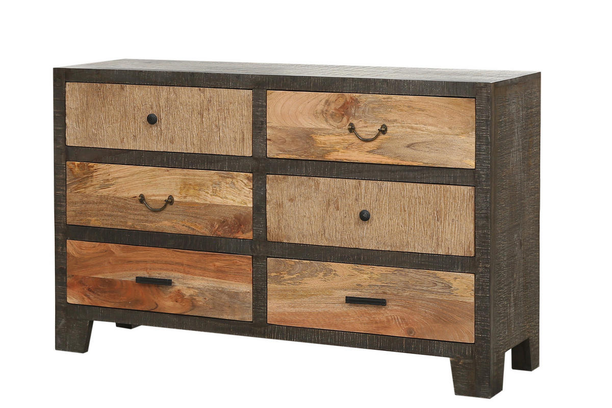 SIDEBOARD Erik Mangoholz Mehrfarbig 84x40x135cm - Multicolor, Holz (135/84/40cm) - DELUKE