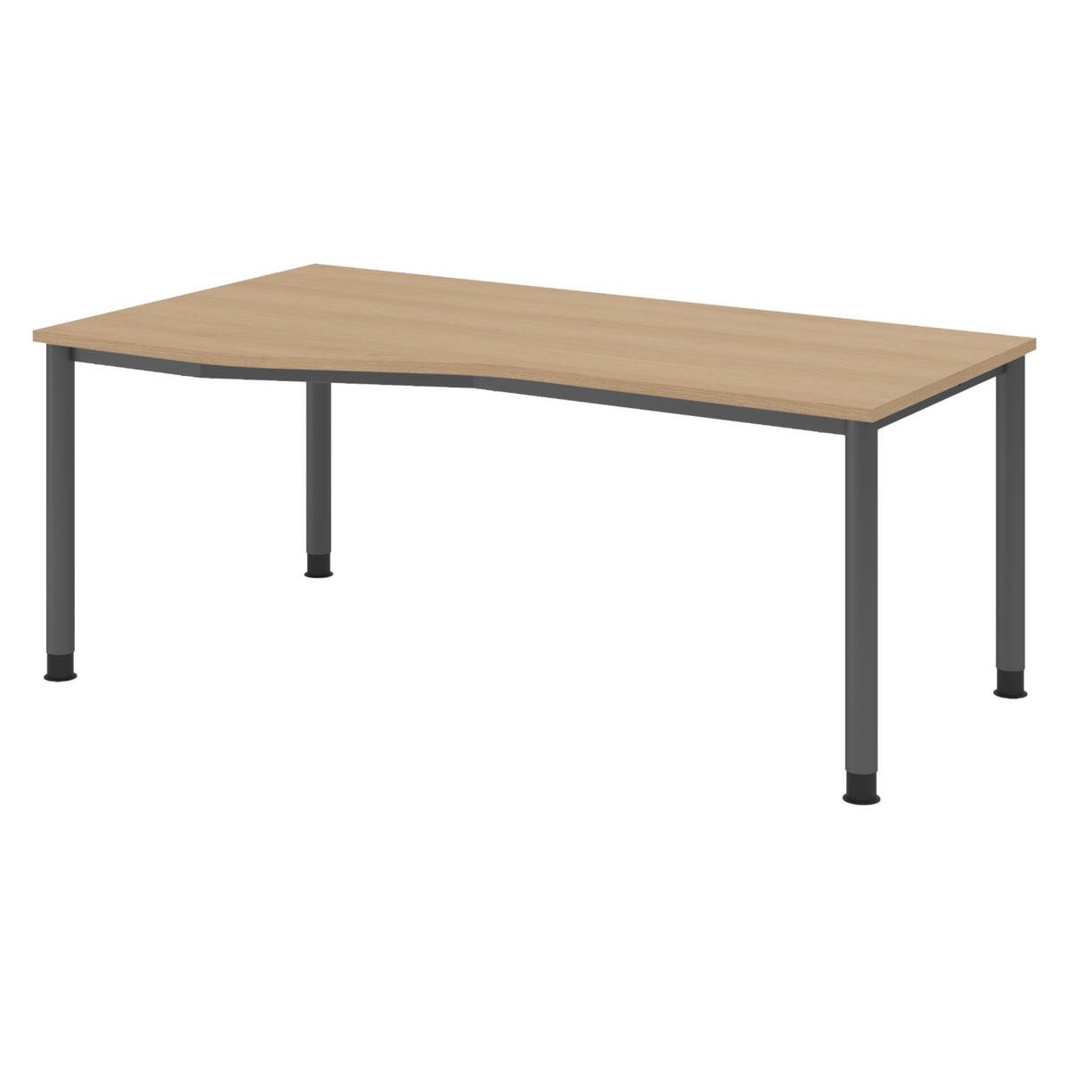 SCHREIBTISCH Serie-H Gestell: Graphit 100/180/74 cm in Eichefarben - Eichefarben, Holzwerkstoff (100/180/74cm) - bümö