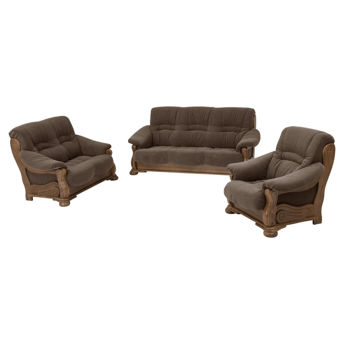 SOFA 3-Sitzer Katlin Bezug Flockstoff Eiche rustikal P43 / braun - Braun, Kunststoff (205/95/95cm) - 58aufmkessel