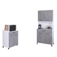 KÜCHENMÖBEL Malice 1 in Weiß und Beton 2teilig Küchenbuffet und Beistellschrank - Weiß, Holzwerkstoff (80/200/120cm)