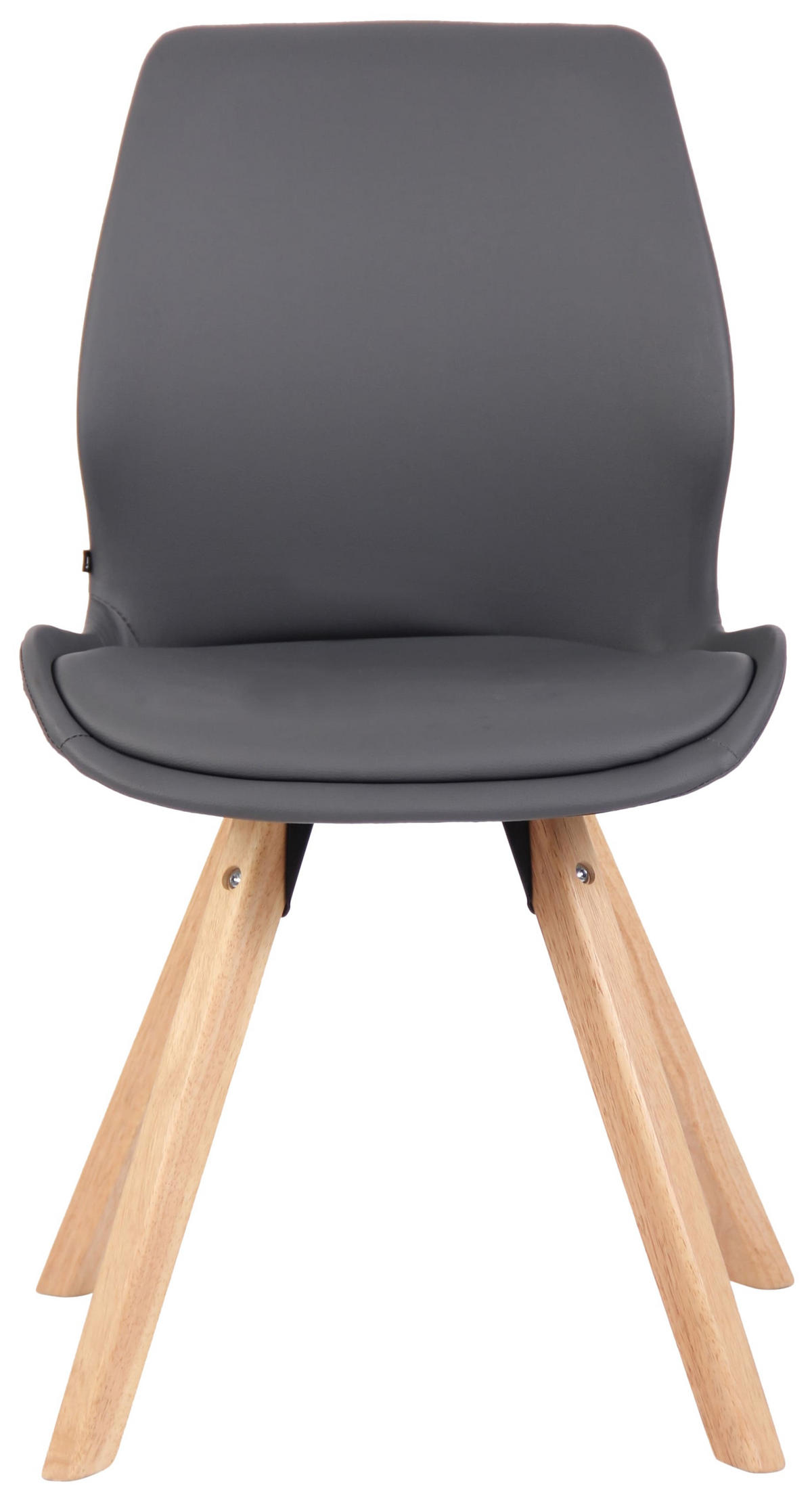 STUHL Lederlook grau - Eukalyptusholzfarben/Grau, Holz/Textil (49/87.5/58cm) - CLP