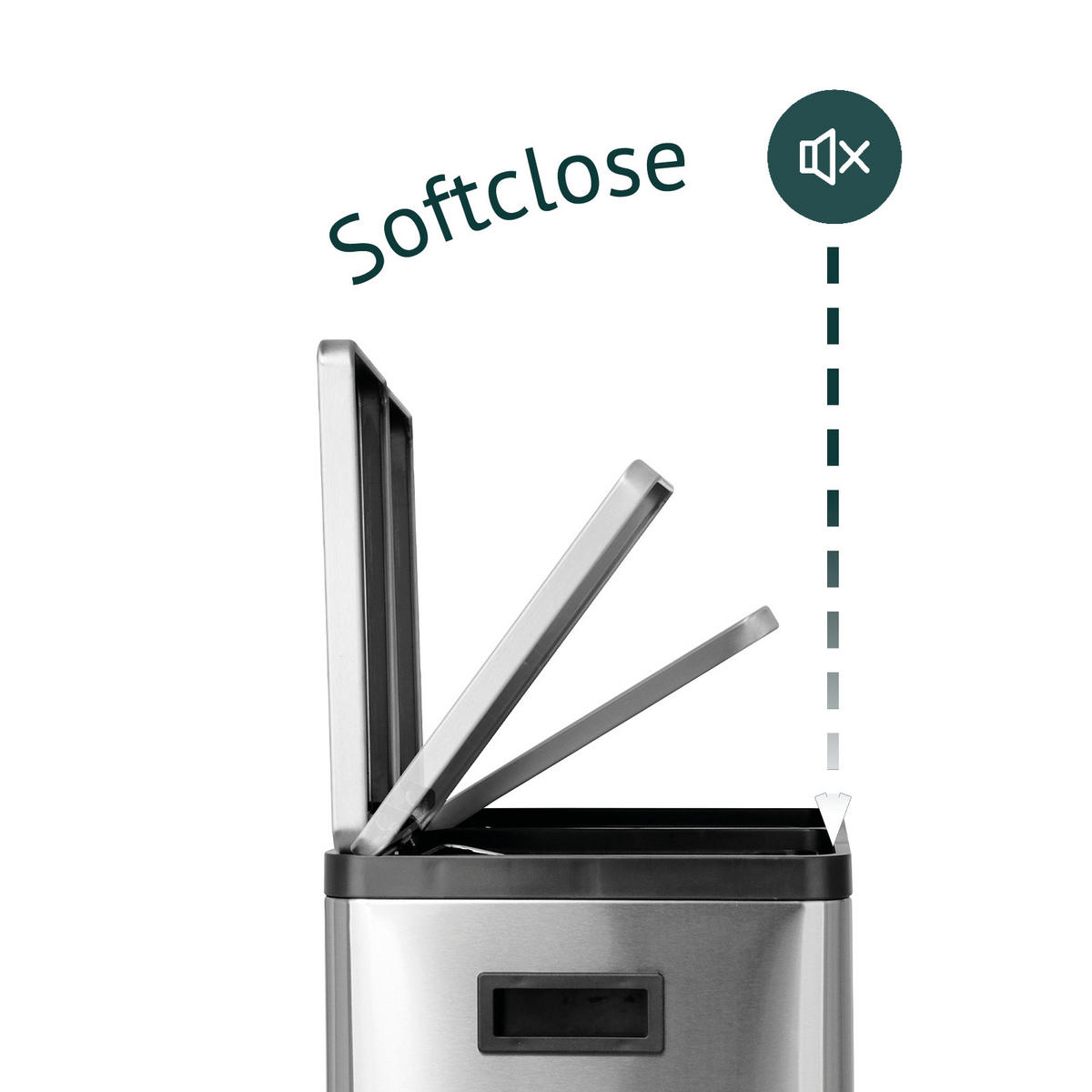 MÜLLTRENNSYSTEM TMH2X30 2x30L 2 Fächer Mülleimer Edelstahl Silber - Silberfarben, Metall (47/72/32cm) - SVITA