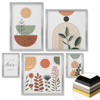 WANDBILDER 5er Set - 50x50 cm & 20x30 cm & 40x60 cm Silberner Rahmen - Abstrakte Berglandschaften - Silberfarben, Kunststoff (40/60cm) - ArtPrintCave