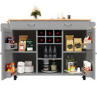 KÜCHENINSEL 102/45/92 cm aus MDF und Metall mit verstellbarem Stauraum und Rollen Grau - Grau, Holzwerkstoff (102/92/45cm) - Modenvie