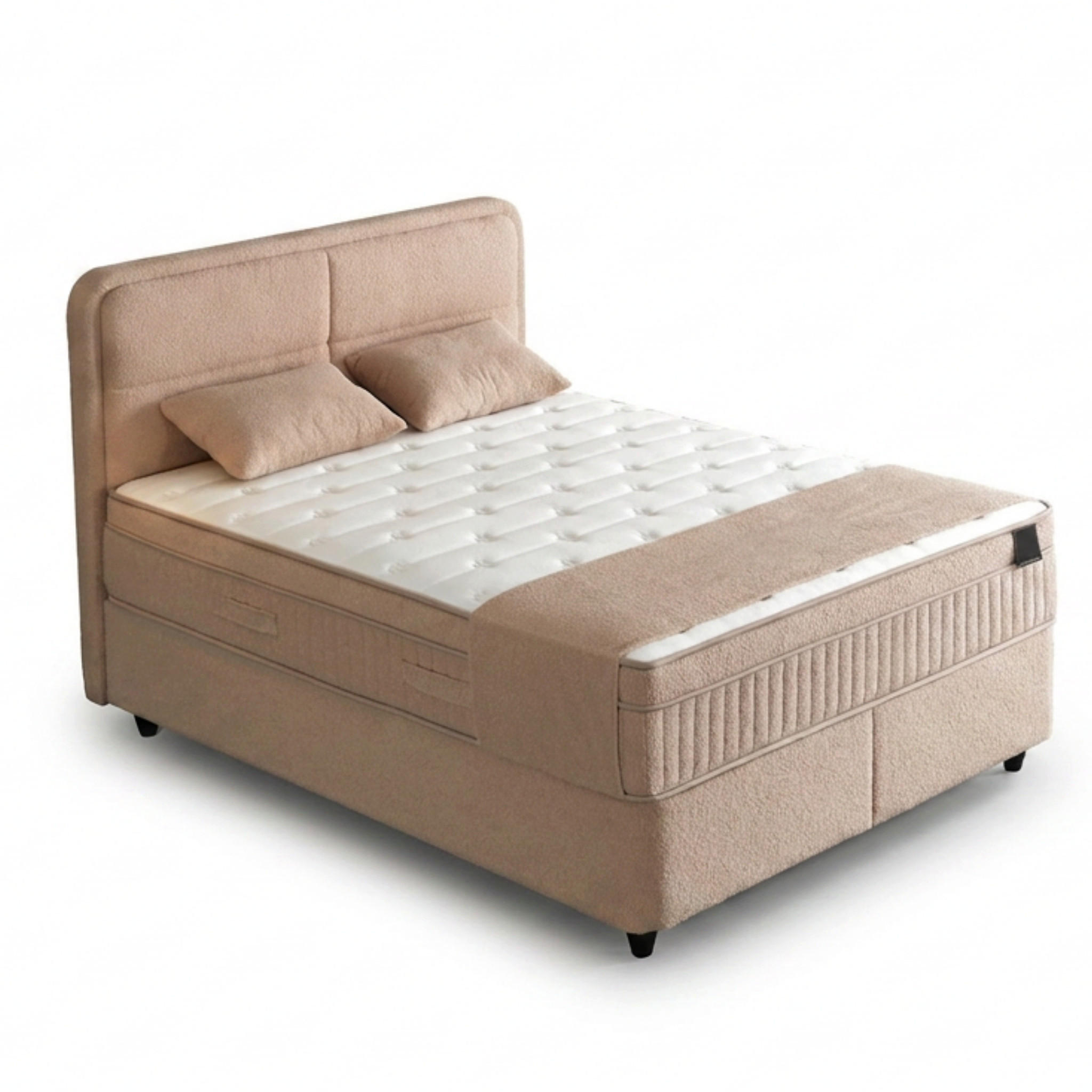 BOXBETT LUCCE Bett boxspringbett 180x200 mit matratze - Hellrosa, Holz (180/200cm)
