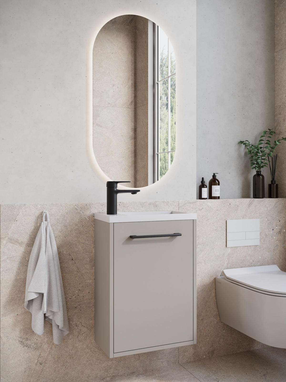 GÄSTE-WC-MÖBELSET Florence 2 Teile Cashmere - 40 x 22 x 50 cm - Kaschmir, Holz (40/50/22cm) - Badplaats