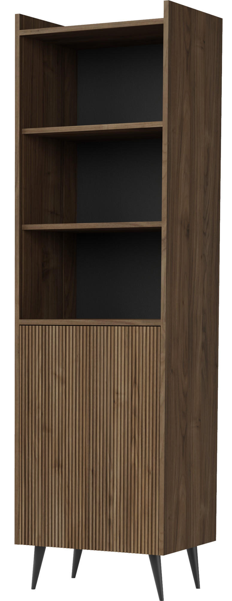 REGAL Arysa in Braun Walnuss Holzoptik 52/182/41 cm - Walnussfarben/Schwarz, Holzwerkstoff/Metall (52/180/41cm) - WFL GROUP