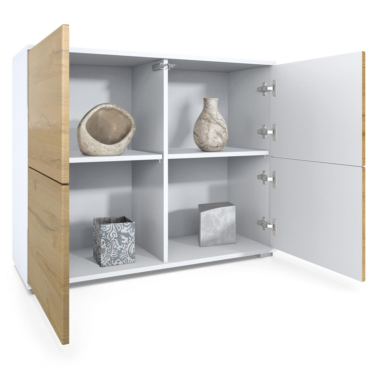 KOMMODE Rova Schwarz Hochglanz - Schwarz Hochglanz, Holzwerkstoff (92.5/75.5/35cm) - Vladon