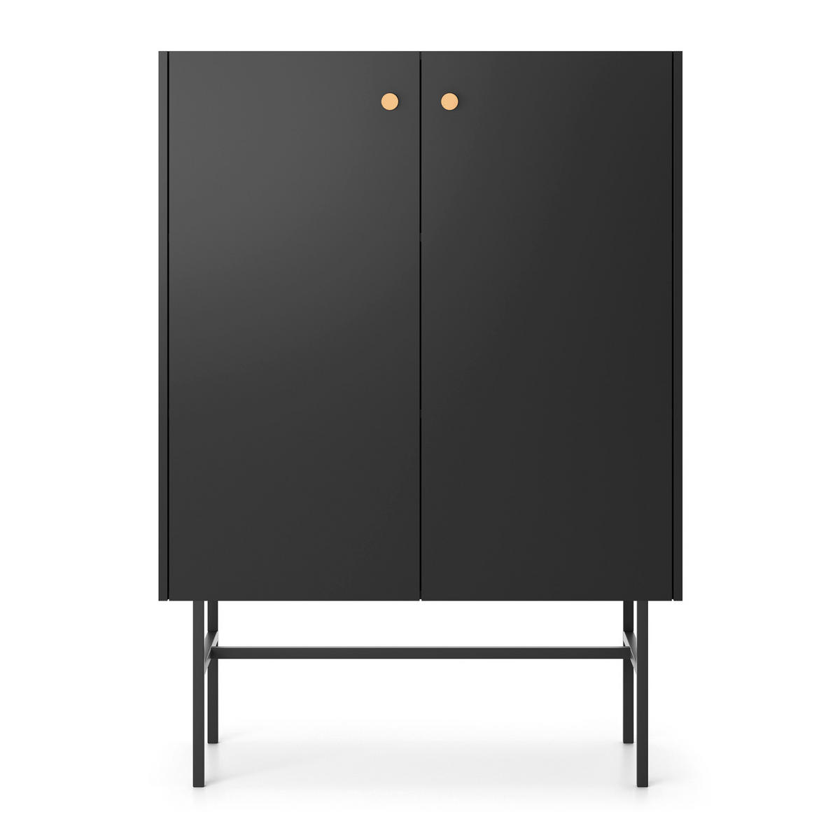 HIGHBOARD Dalia mit 2 Türen und Metallbeinen, 104 cm, Schwarz - Schwarz, Holzwerkstoff/Metall (93/132/39cm) - Beautysofa
