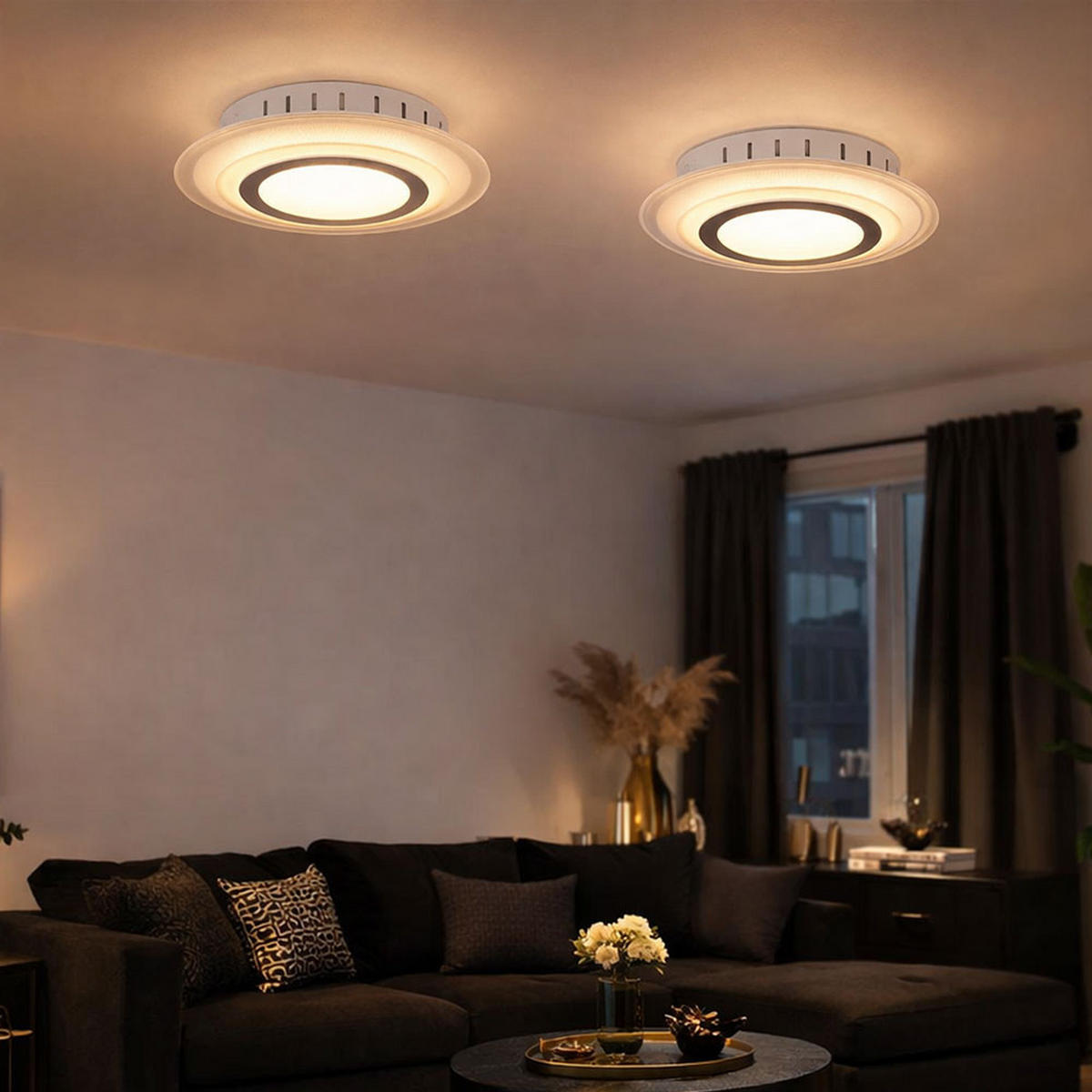 LED DECKENLEUCHTE Glas Silber rund 2er Set - Silberfarben, Glas (30/30/7.2cm)