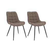 POLSTERSTUHL Esszimmer Webstoff IKALO – 2er Set Grau/Braun - Graubraun, Textil/Metall (61.5/79.8/50.5cm) - Home Deluxe