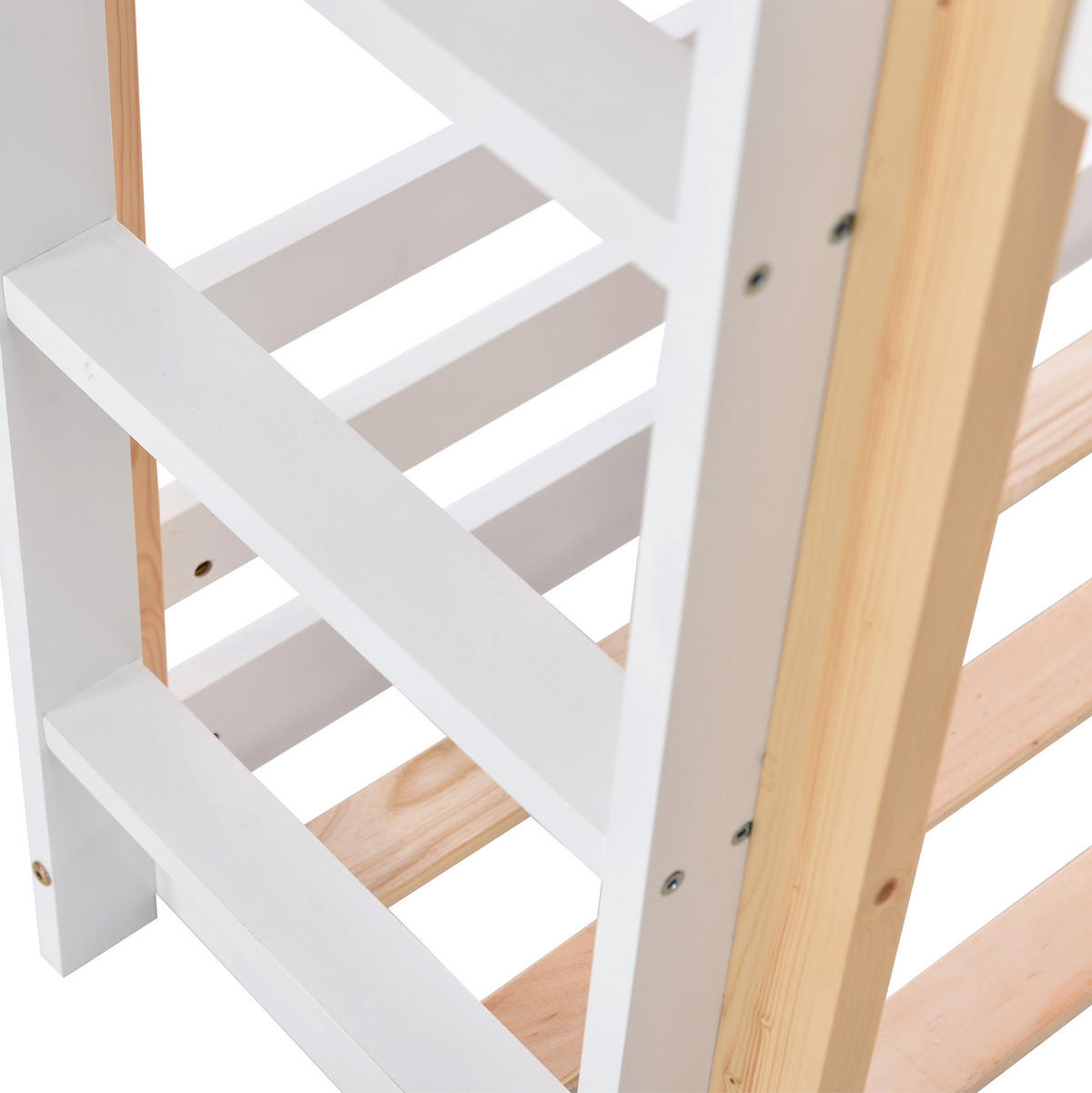 HOCHBETT 90/200 cm aus Massivholz mit Tafel, Leiter und umlaufendem Fallschutz, Weiß - Weiß, Holz - Redom