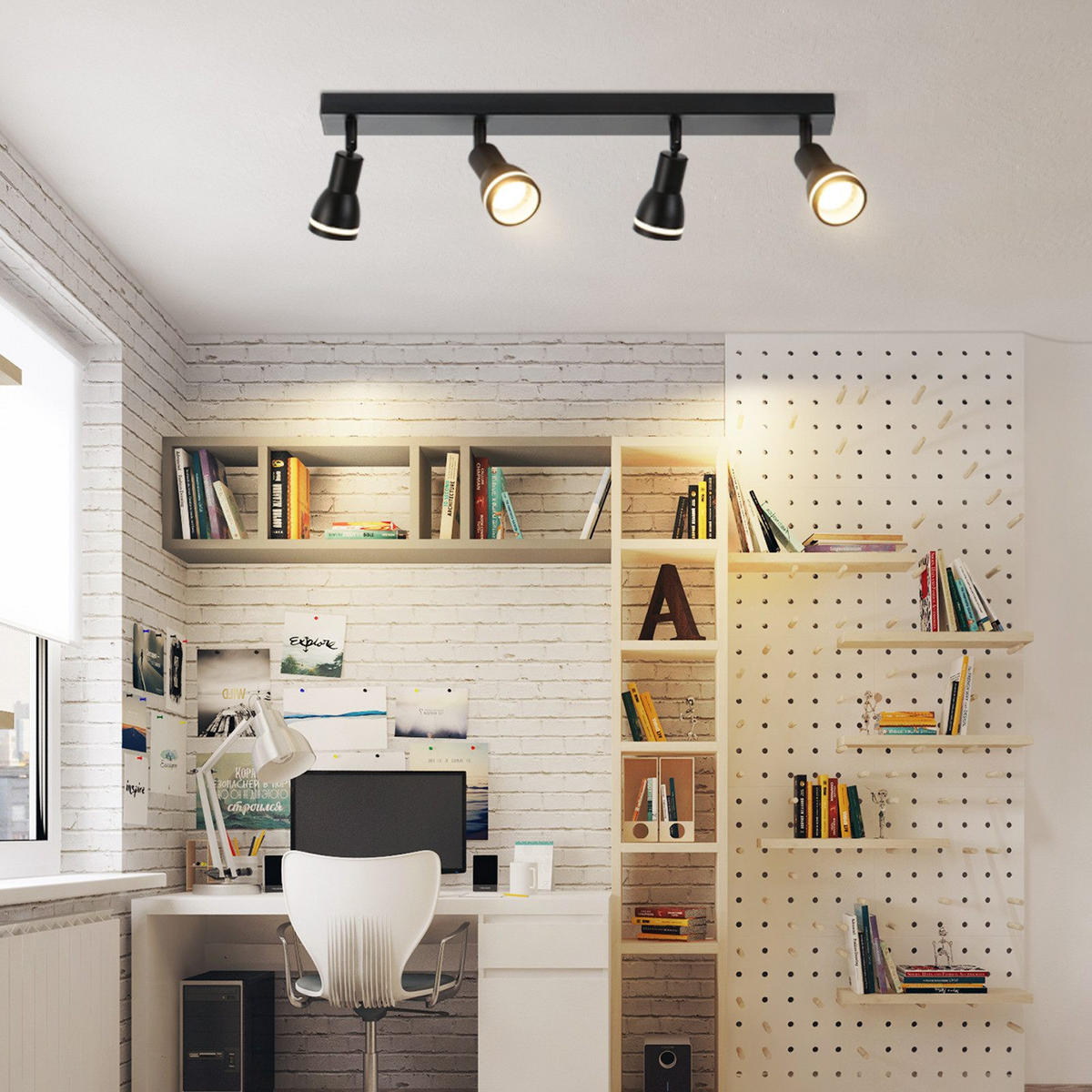 STRAHLER Einigkeit 4-flammig 55/5/15.7 cm - Schwarz, Metall (55/5/15.7cm) - ZMH