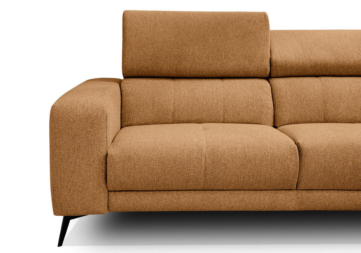 ECKSOFA MORELLO 5-Sitzer, orange - Schwarz/Orange, Holzwerkstoff/Textil (287/228cm) - Courtois Laville