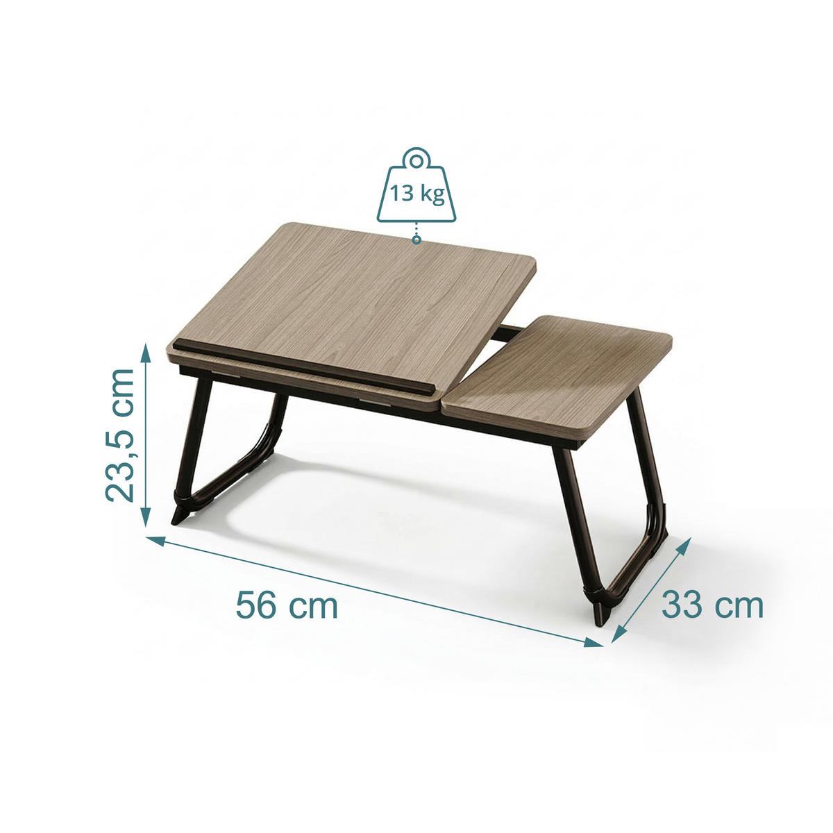 LAPTOPTISCH - Dunkelbraun, Holzwerkstoff/Metall (33/56/23.5cm) - Relaxdays