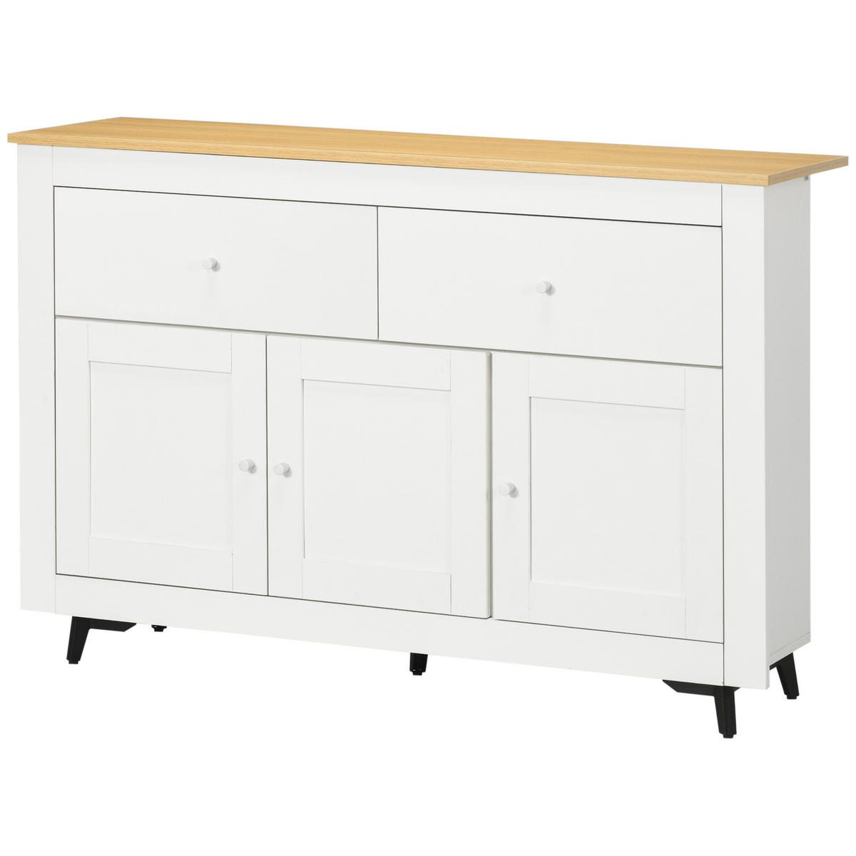 SIDEBOARD DE-11159 2 Schubladen & 3 Türen mit verstellbarem Boden Weiß - Weiß, Holzwerkstoff (117/80/35cm) - ComfortXL