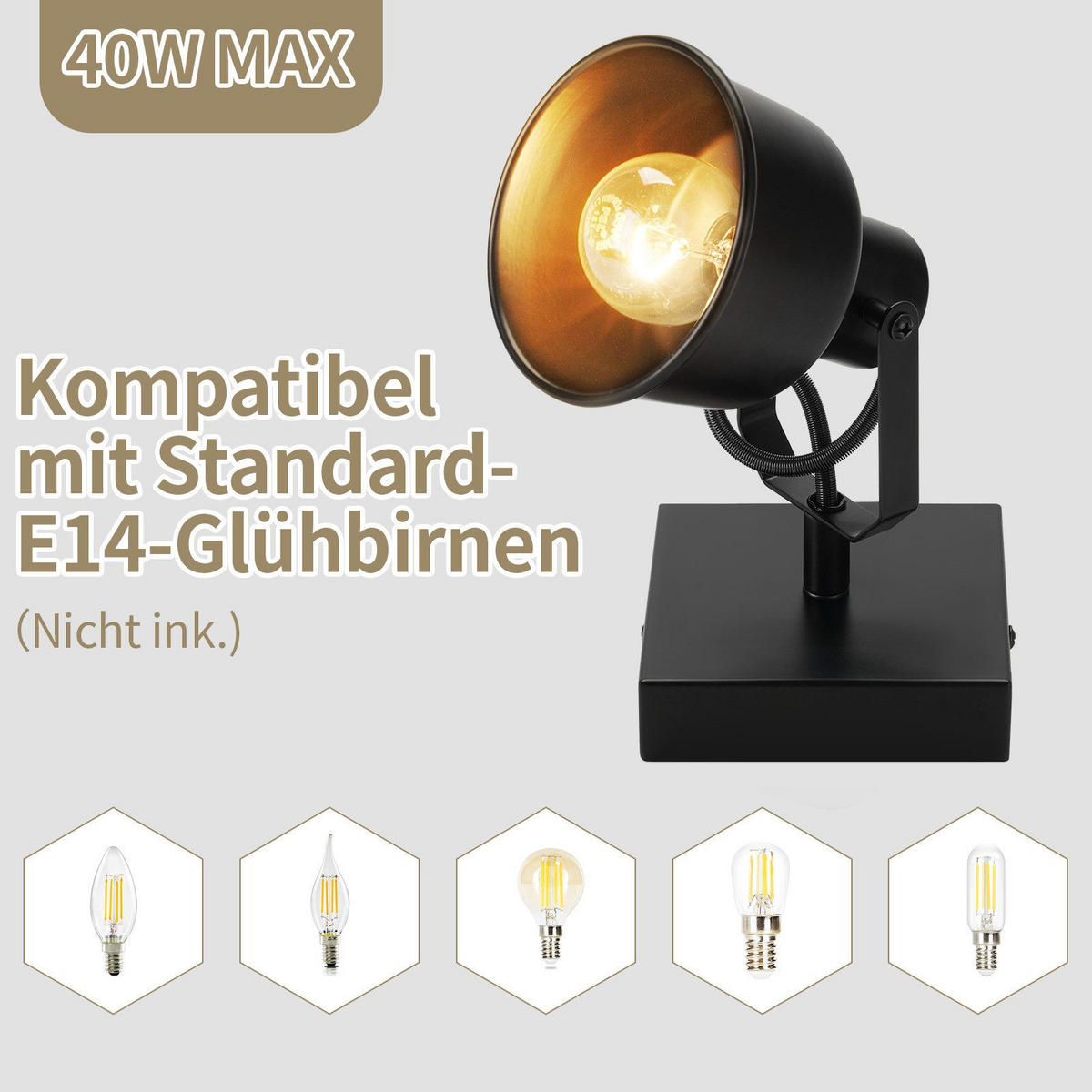 DECKENLEUCHTEDUKE141417 - Schwarz, Metall (14/14/17cm) - Nettlife