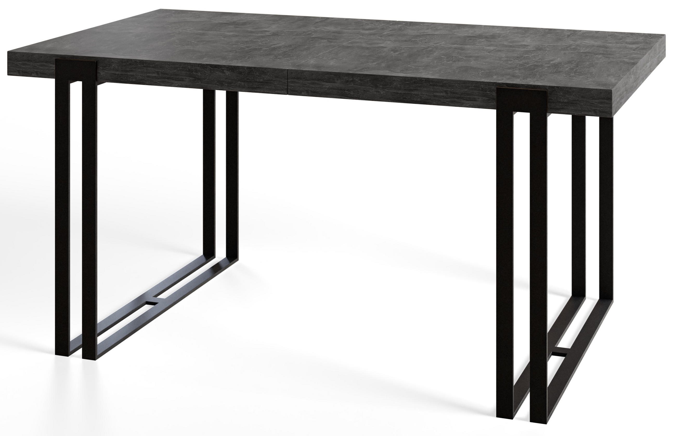 ESSZIMMERTISCH ROSA, ausziehbarer Tisch 120-220X80X77 cm, Farbe: Dunkelgrau, mit Metallbeinen in Farbe Schwarz - Dunkelgrau/Schwarz, Holzwerkstoff (120/80/77cm) - Alpi-Möbel
