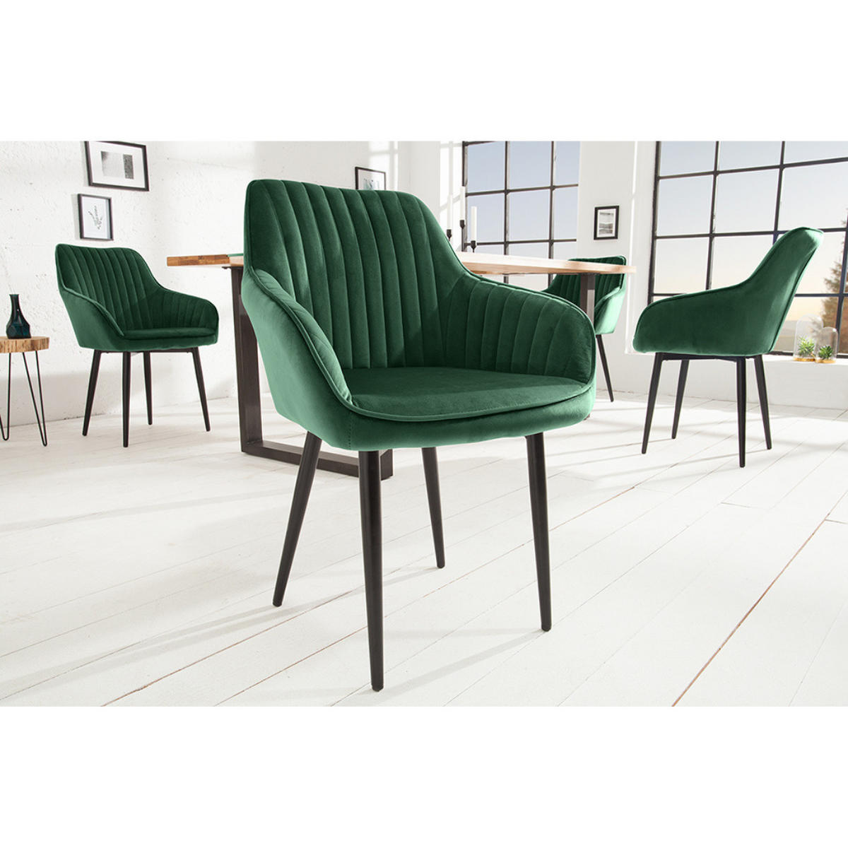 STUHL TURIN Samt Smaragdgrün - Grün, Textil (60/84/61cm) - riess-ambiente