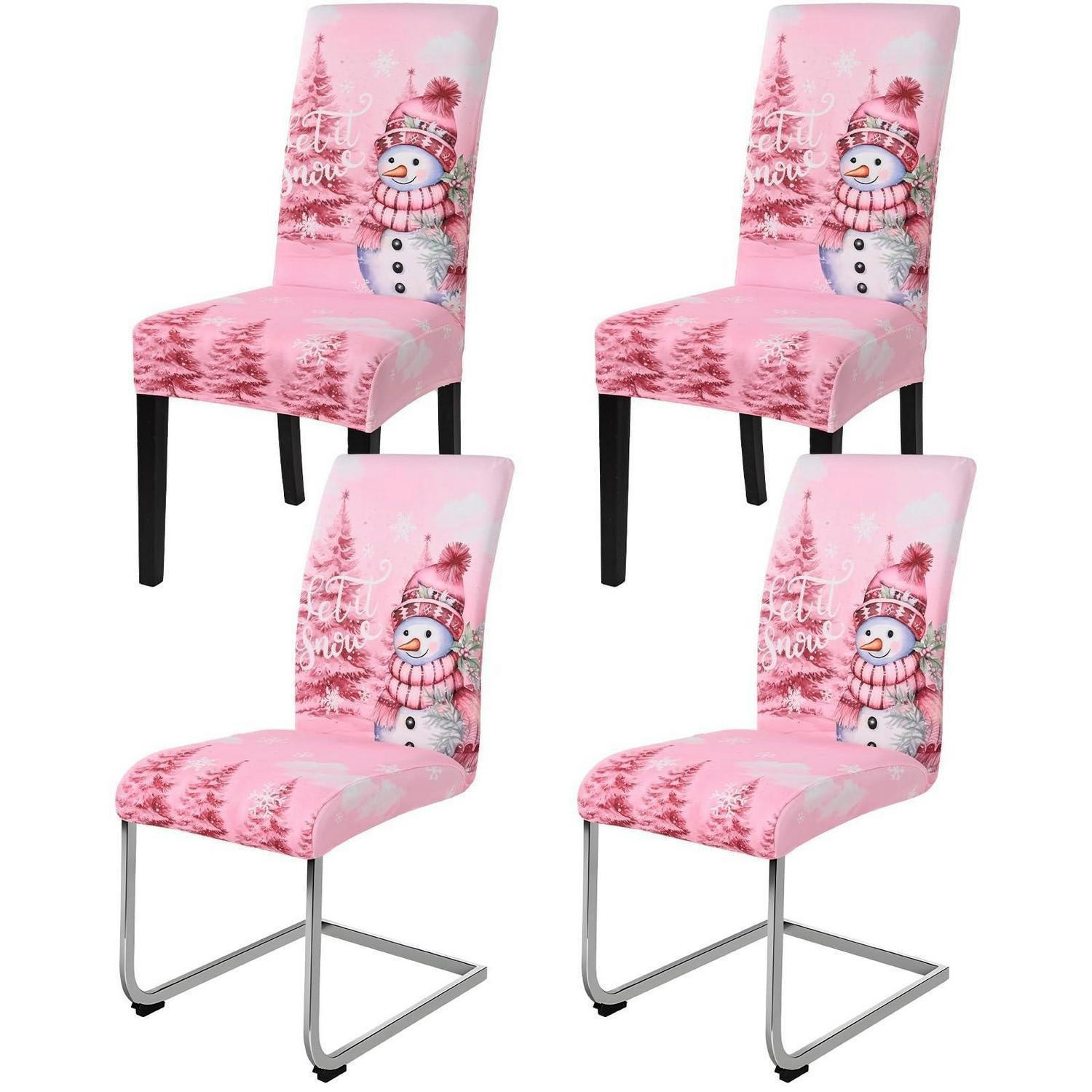 STUHLHUSSEN 4er Set Weihnachts-Design Rosa - Rosa, Textil (40/42cm)