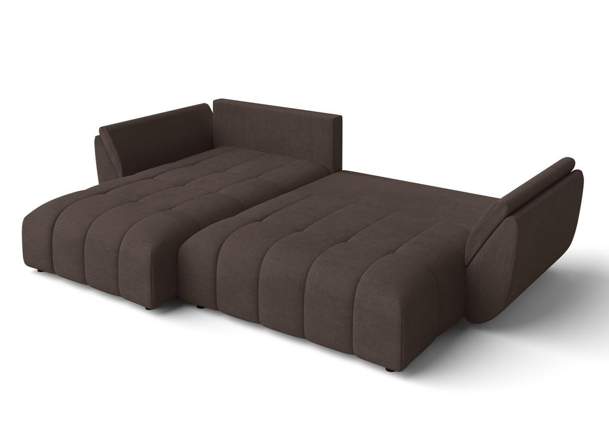 ECKSOFA L Form Verciani Braun 266/190/91 cm mit Schlaffunktion - Schwarz/Braun, Kunststoff/Textil (266/190cm) - AX Living