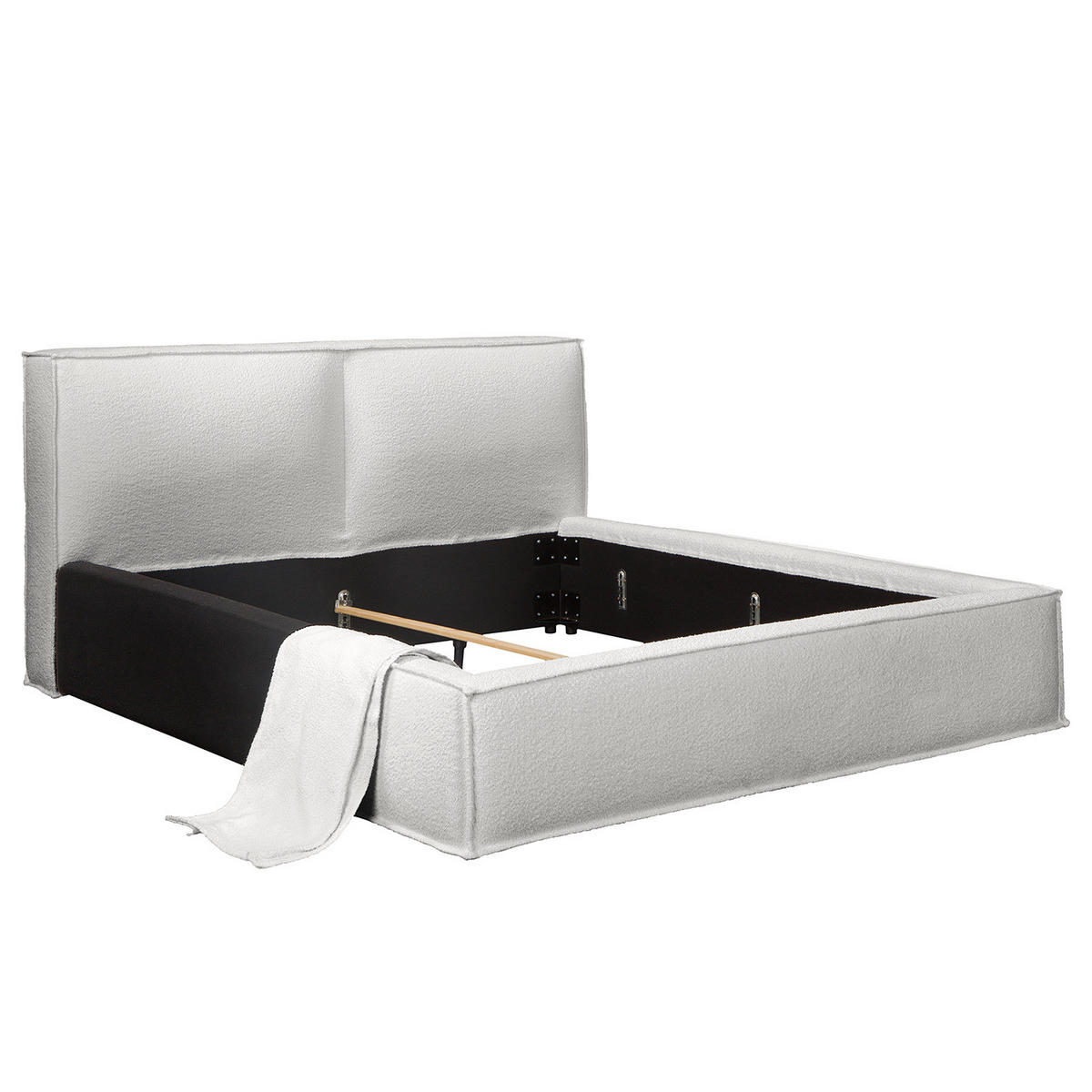 POLSTERBETT - Hellgrau, Textil (180/200cm) - home24