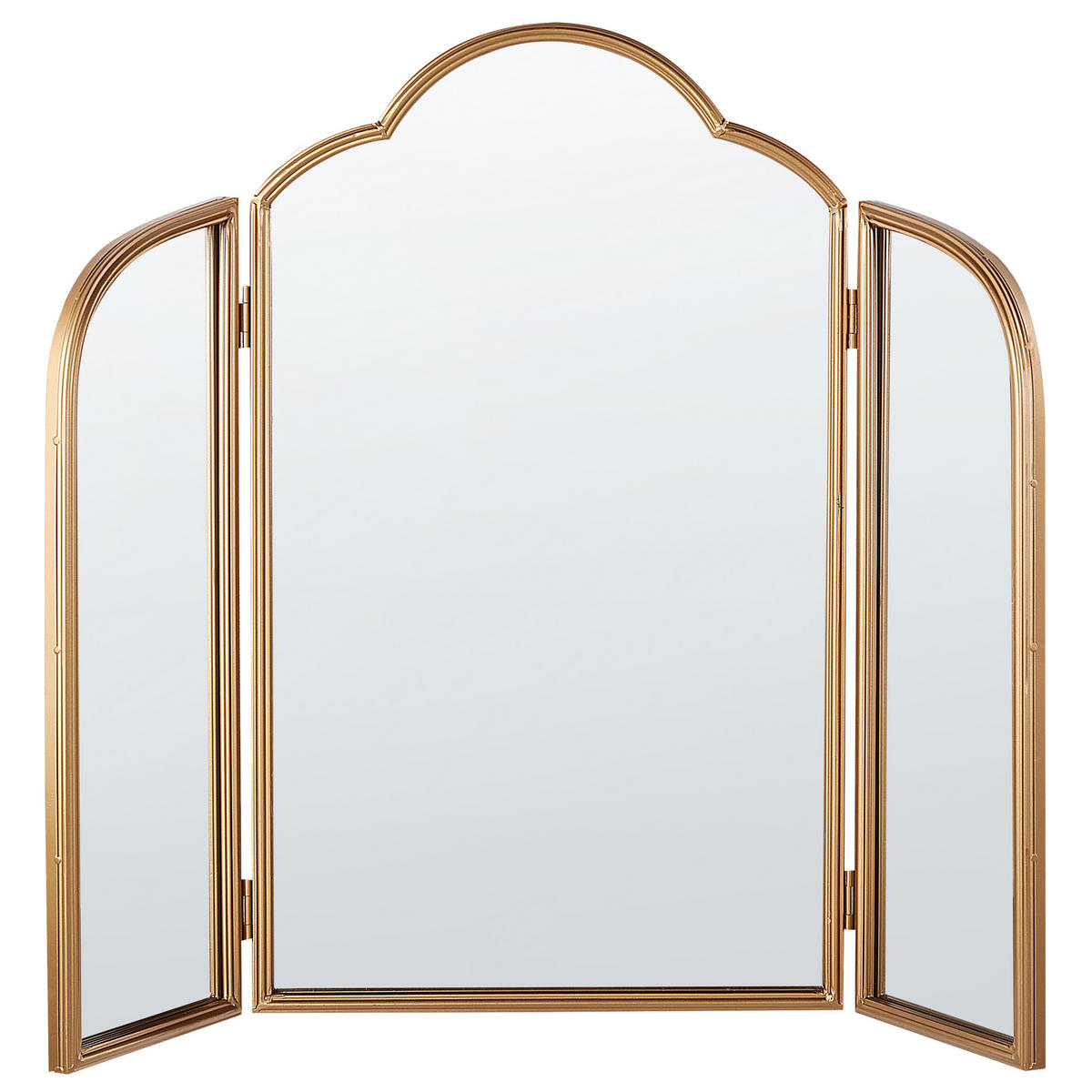 WANDSPIEGEL Gold Metall Dreifaltig 87/77 cm Savilly - Goldfarben, Metall (87/77/2cm) - Beliani