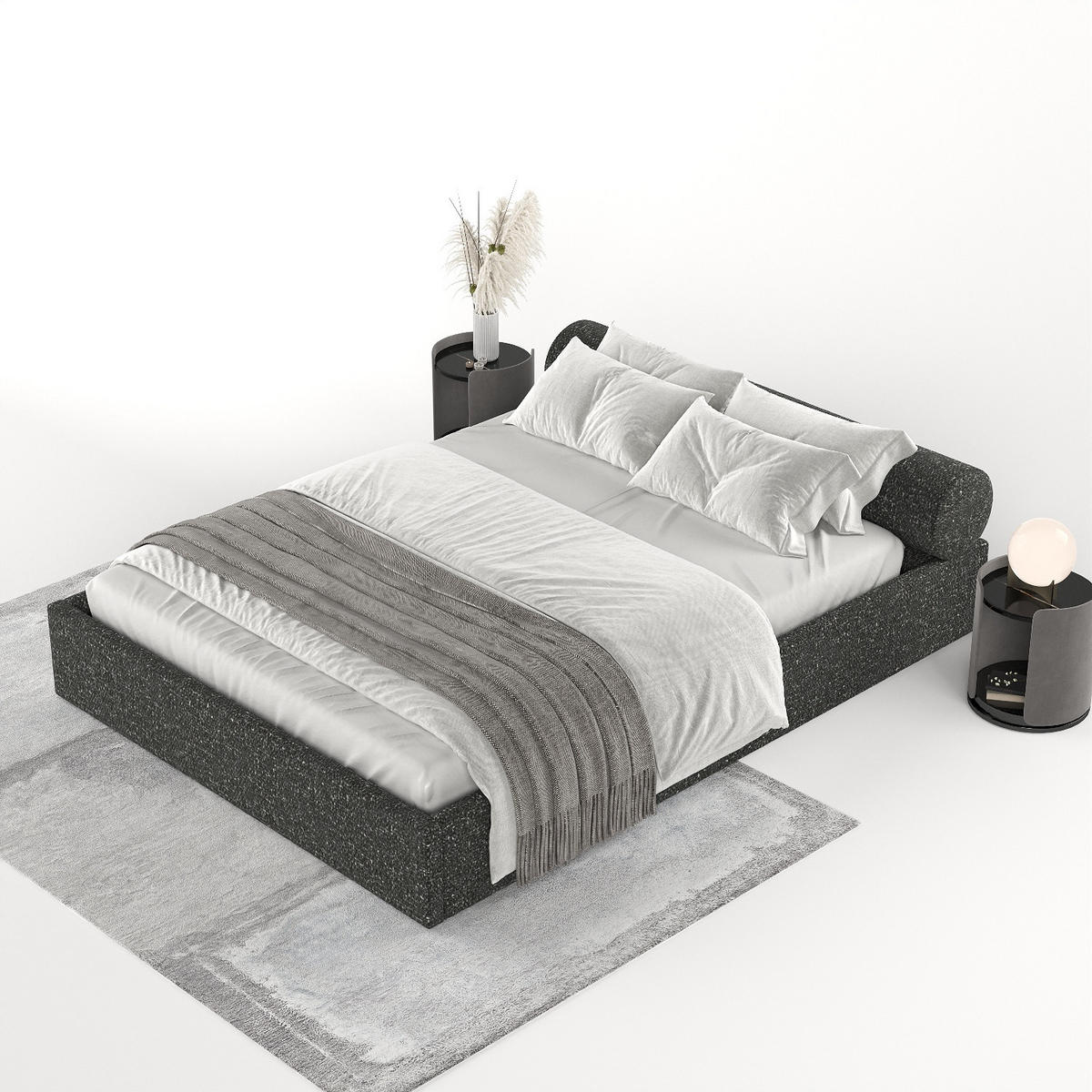 POLSTERBETT Solvo mit Stauraum 200/200 cm Schwarz im Blur Stoff - Schwarz/Naturfarben, Holz/Holzwerkstoff (200/200cm) - AltaBeds
